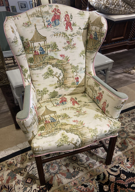 Wing Back Chinoiserie Chair AS IS (9G1WYP)