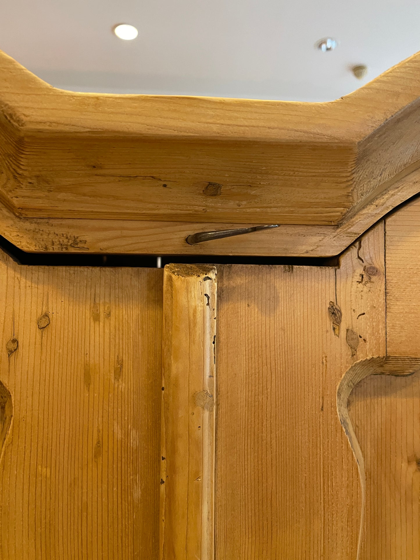 Antique Pine Armoire with Bar and Shelves (0PA004)