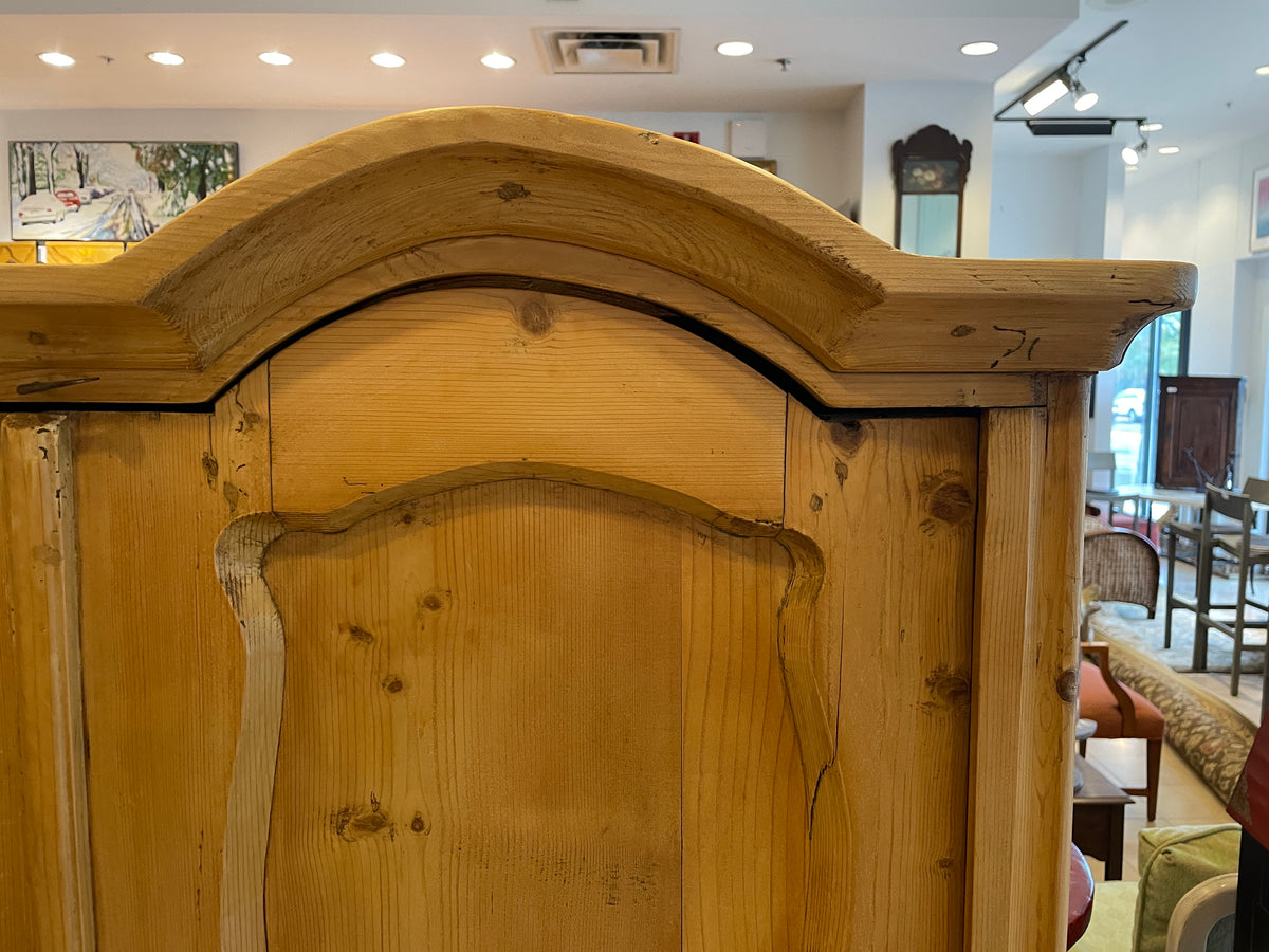 Antique Pine Armoire with Bar and Shelves (0PA004)