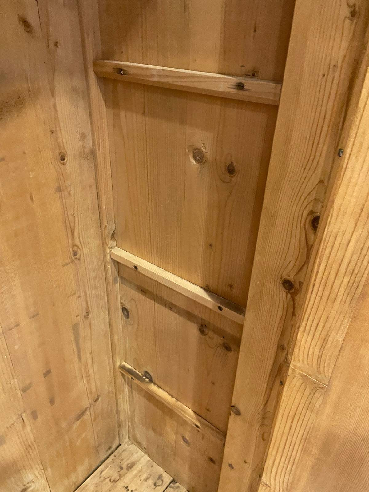 Antique Pine Armoire with Bar and Shelves (0PA004)