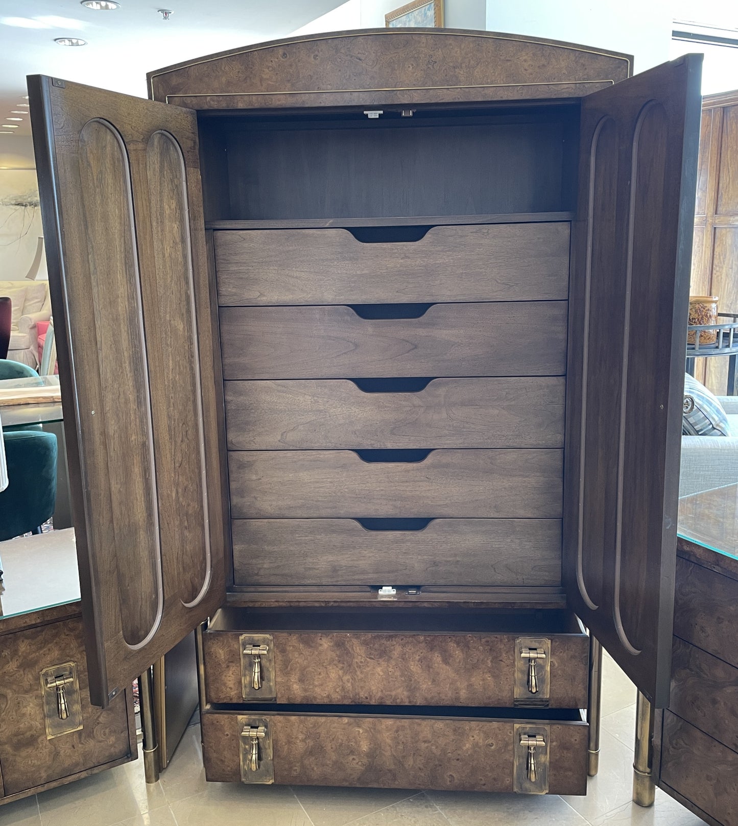 Mastercraft by William Doezema Carpathian Elm Hollywood Regency Armoire (0LL003)