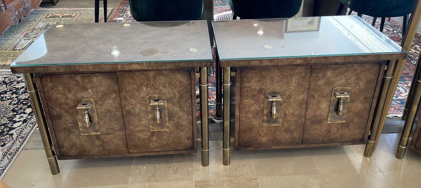 Mastercraft by William Doezema Carpathian Elm Floating Nightstand, A Pair. Circa 1960 (0LL001)