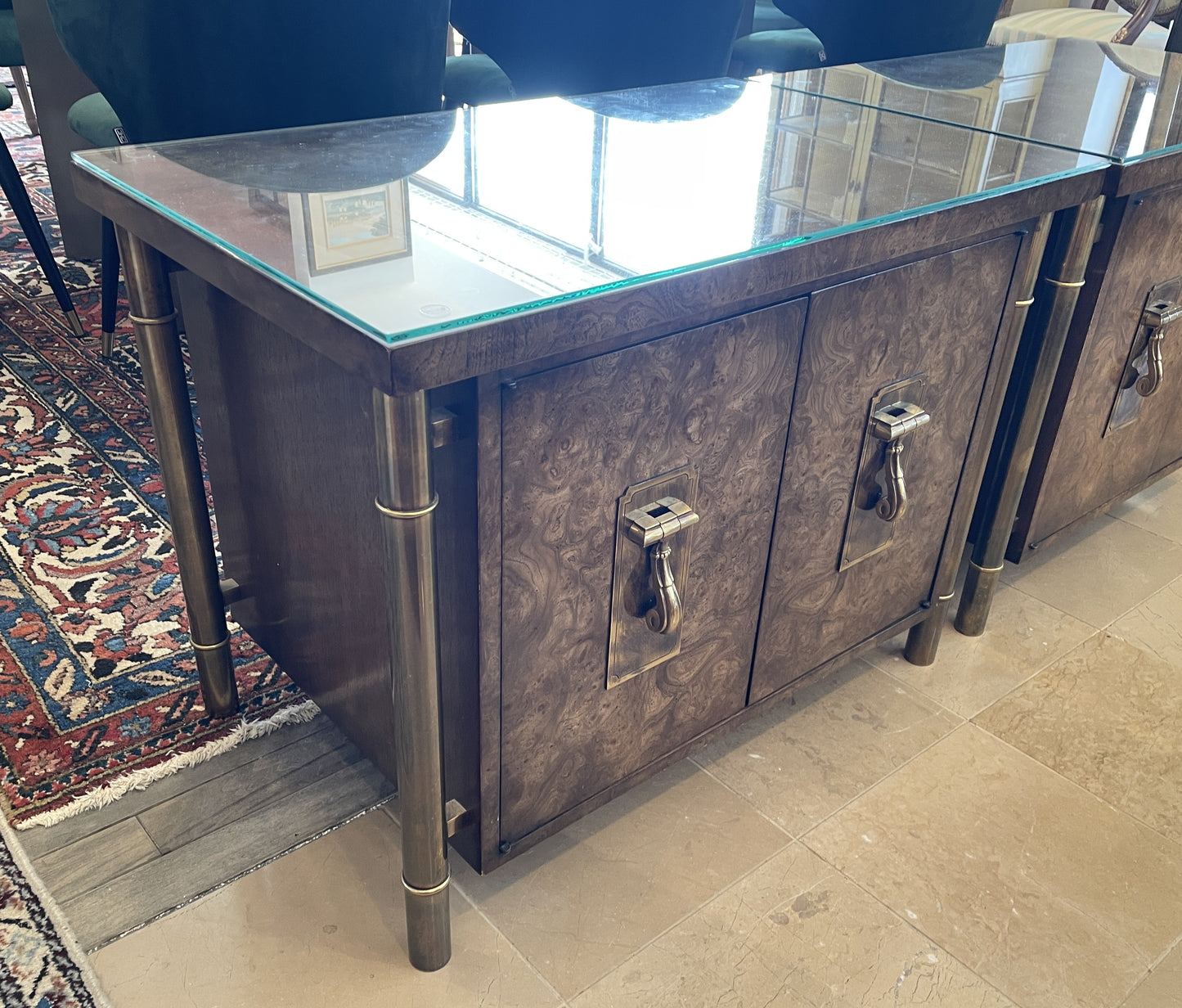Mastercraft by William Doezema Carpathian Elm Floating Nightstand, A Pair. Circa 1960 (0LL001)