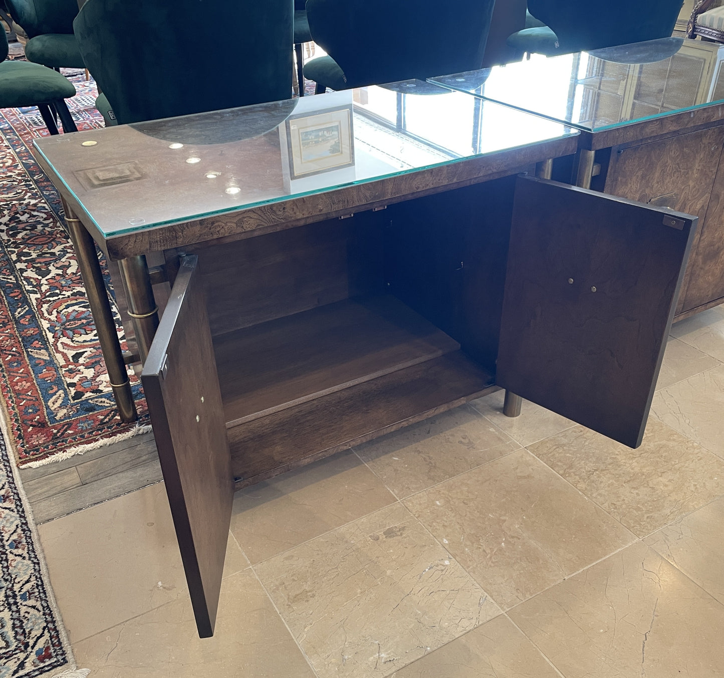 Mastercraft by William Doezema Carpathian Elm Floating Nightstand, A Pair. Circa 1960 (0LL001)