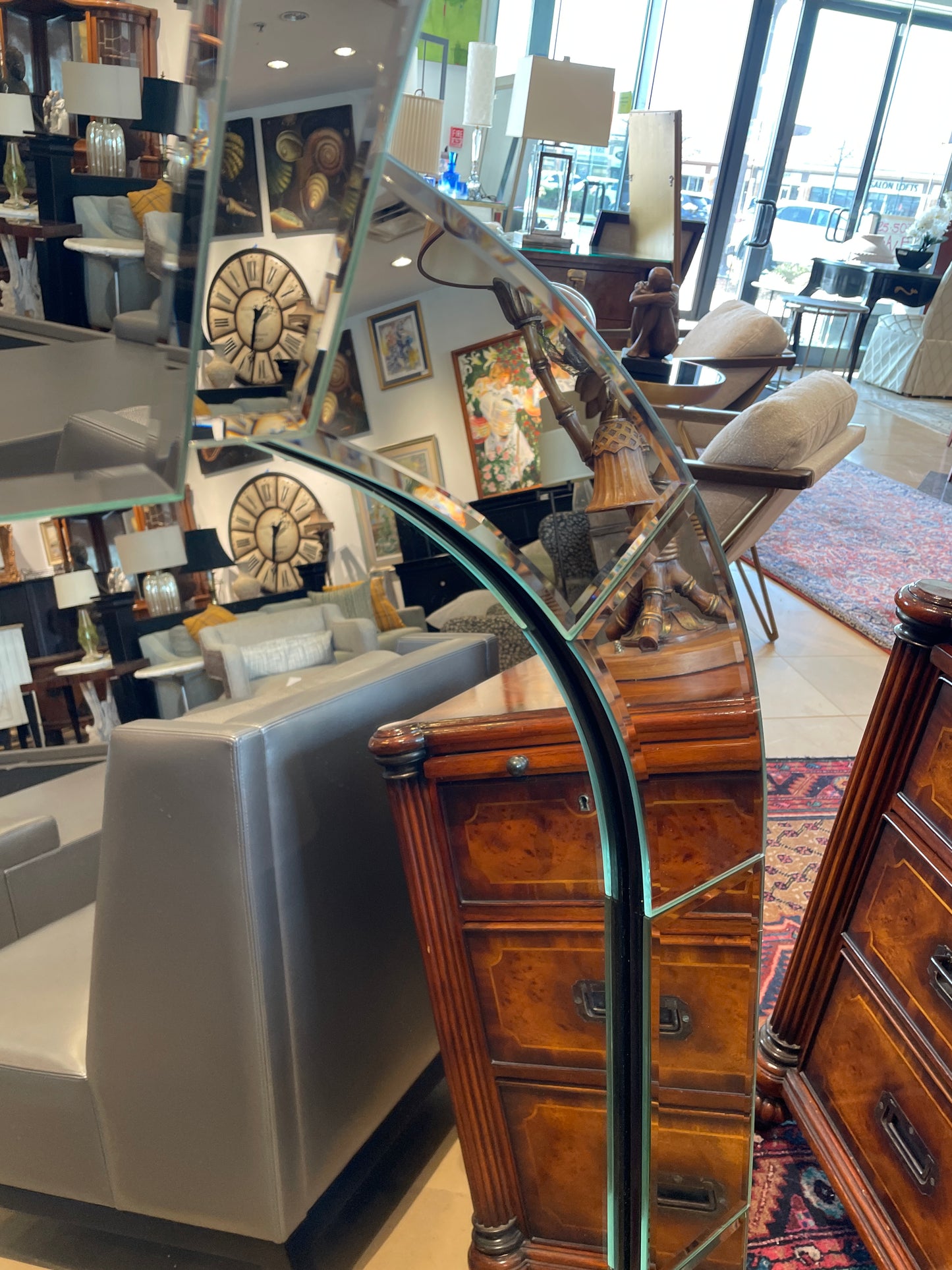 Art Deco/Post Modern Dome Topped Mirror attr: Karl Springer, 1980s (0LK001)