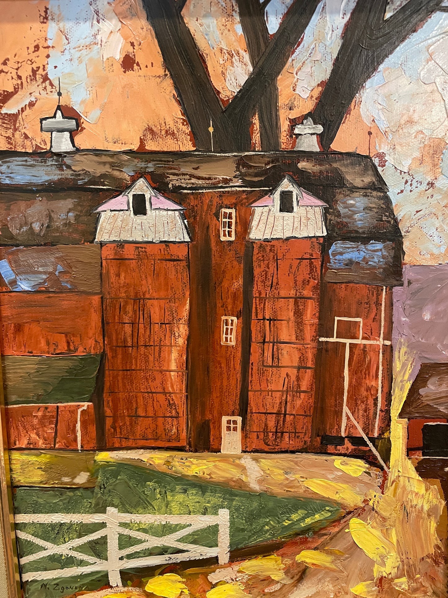 Nancy Zgonena Barn Oil Painting (0LN00H)