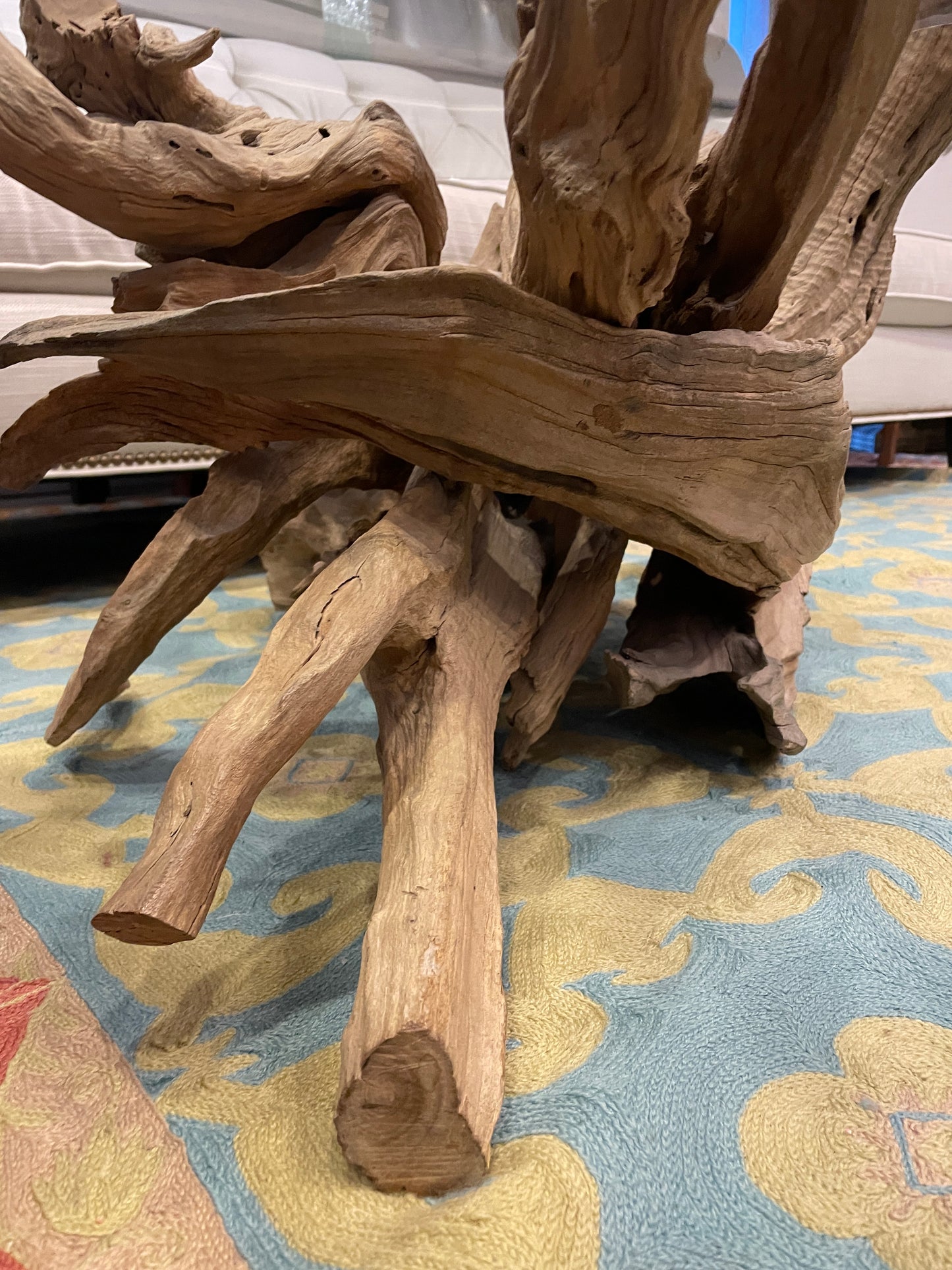 Drift Wood Coffee Table with Oval Glass Top (0HU005)