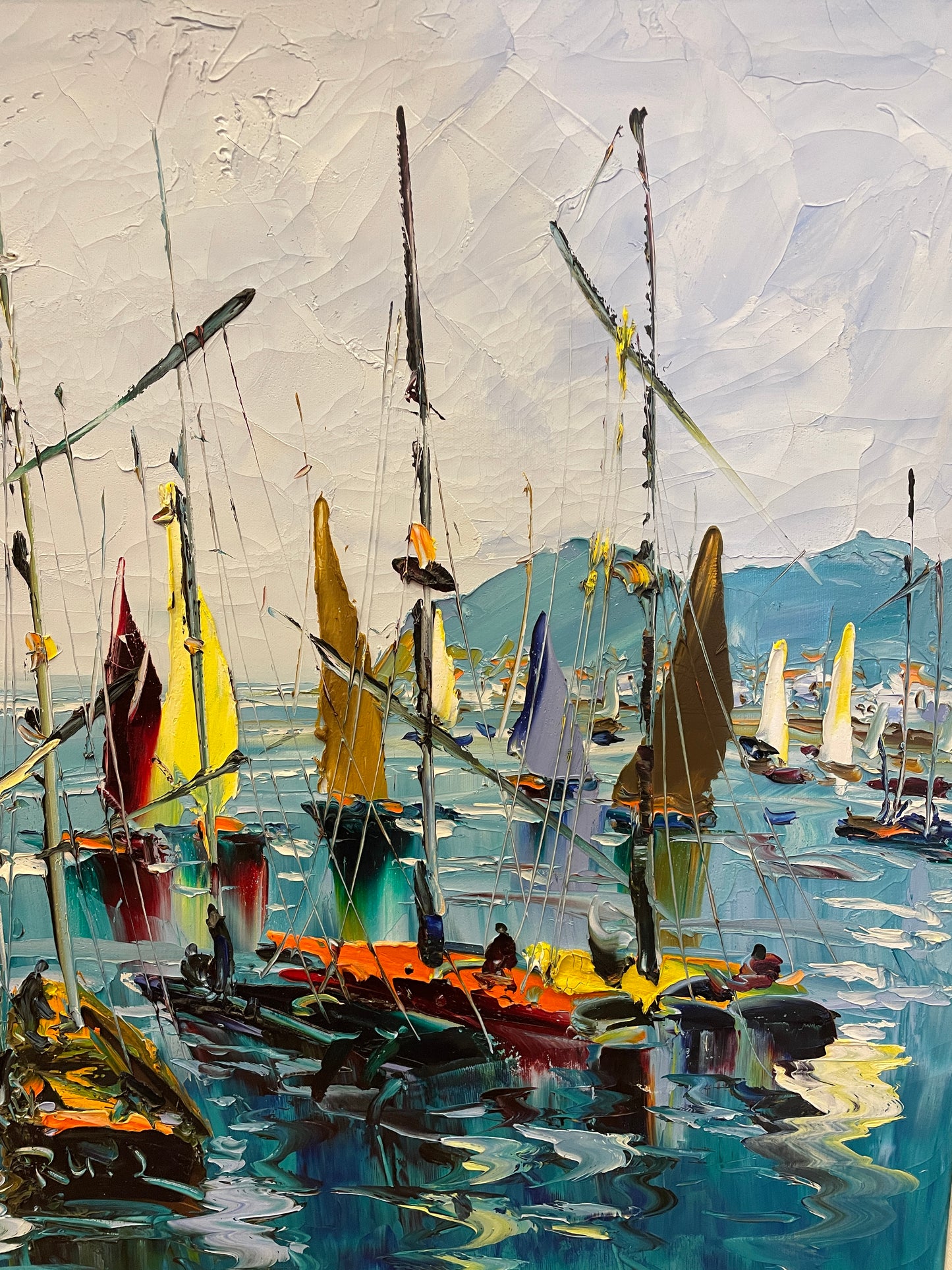 Manuel Munoz Ruiz Sailboats Acrylic on Canvas (0LN00I)