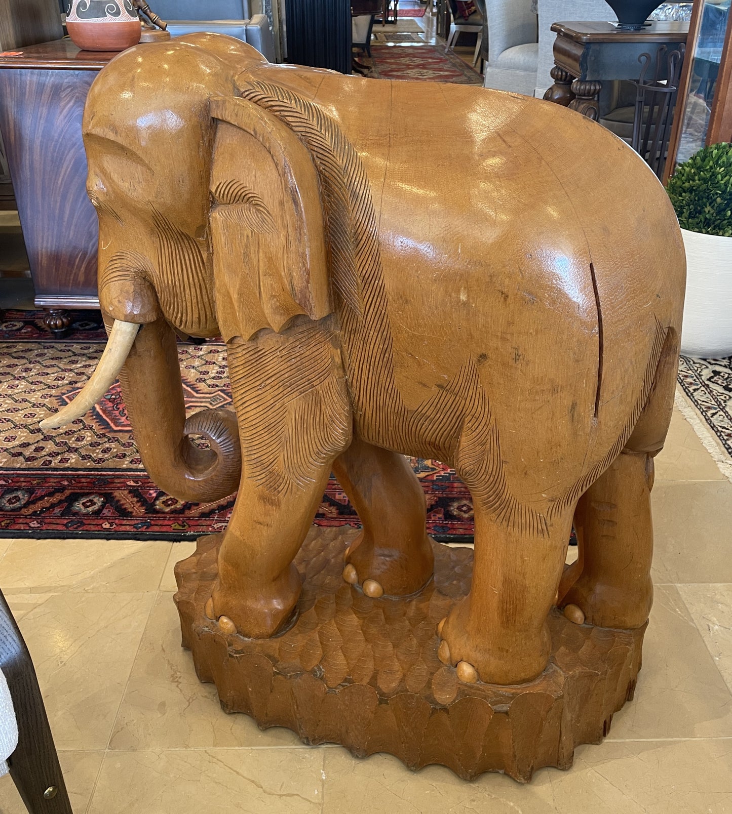 Monumental Carved Elephant Sculpture, AS IS (0LN001)