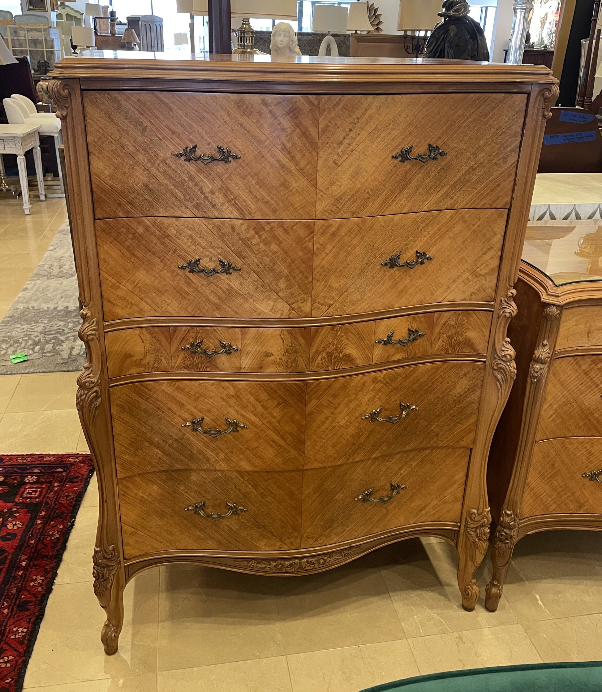 french provincial vintage dresser by Dixie Furniture Antique Chest of Drawers Shabby Chic Regency Storage Bedroom CUSTOM PAINT AVAILABLE Antique French Provincial Highboy Dresser