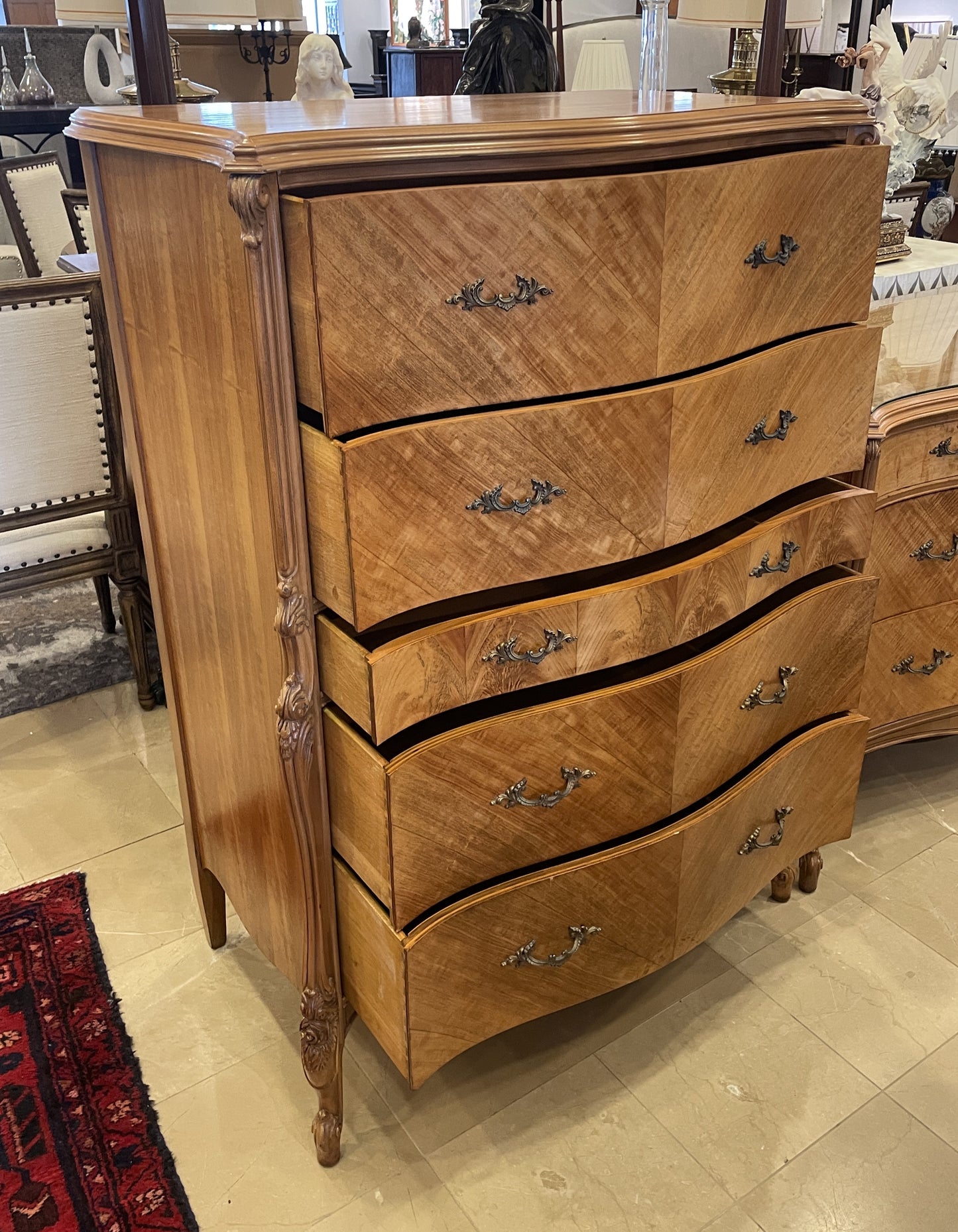 Antique French Provincial Highboy Dresser (0LO003)