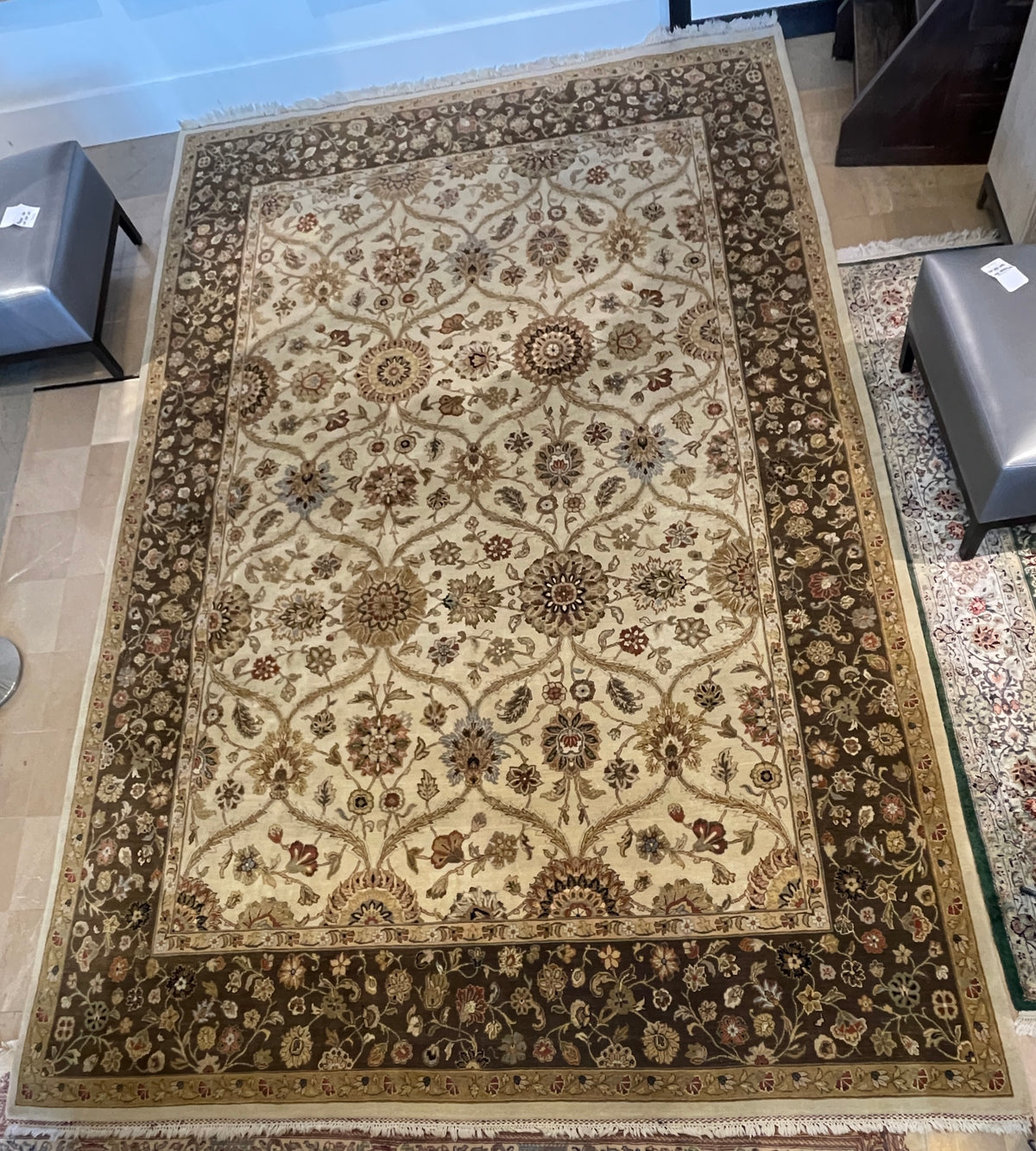 Hand Knotted Brown and Neutral Rug (10'x14') (0EQ002)