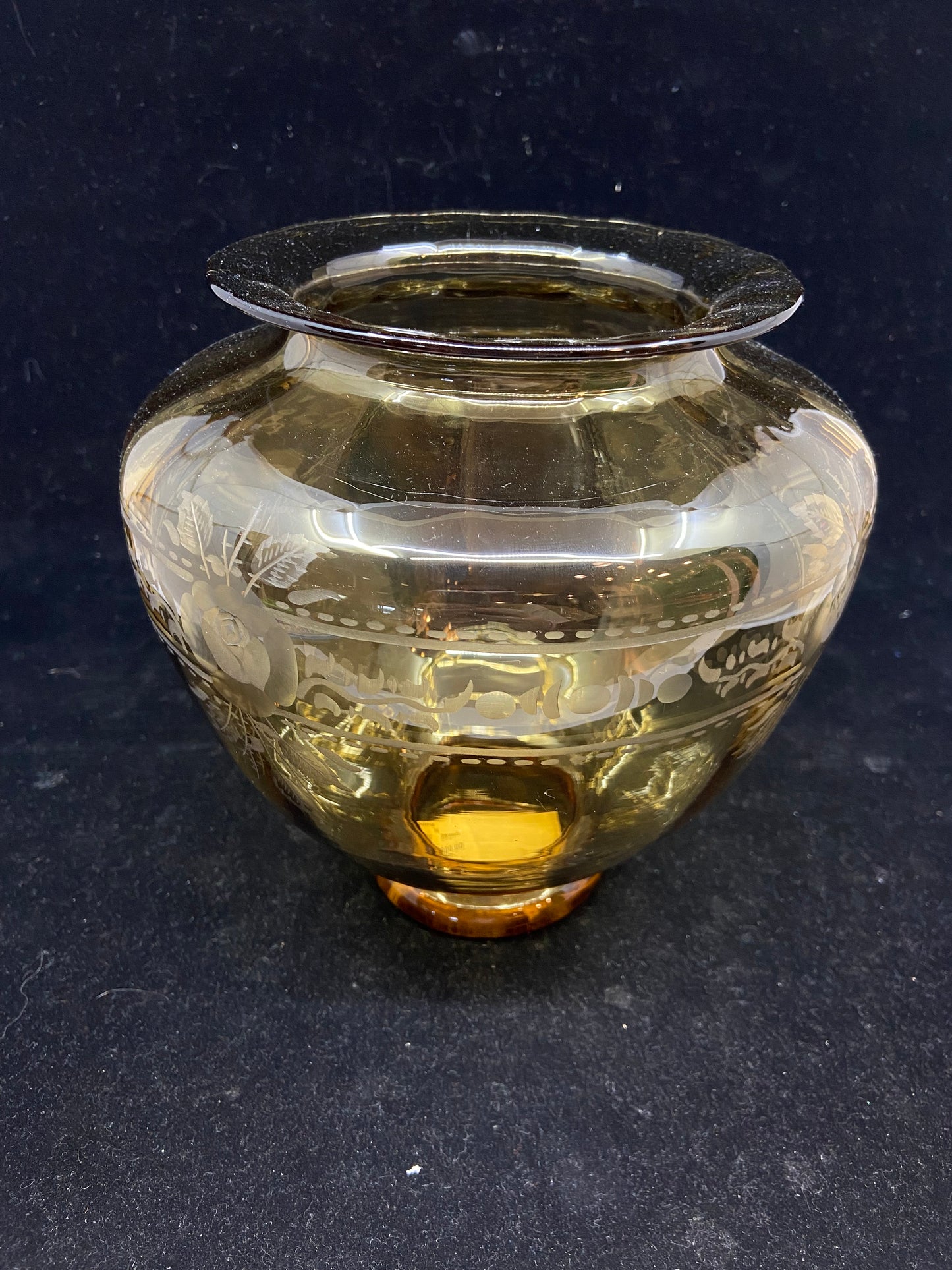 Amber Cut Back Wide Vase (25208)