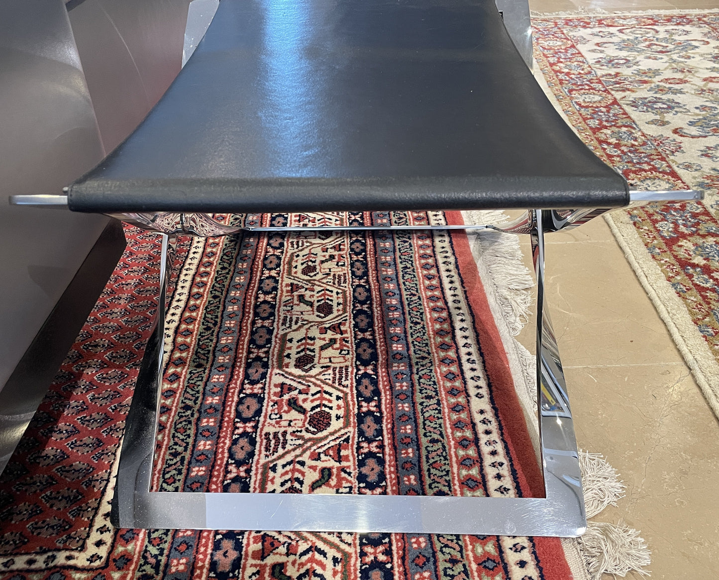 Chrome X-Base with Leather Sling seat attributed to Poul Kjærholm for Fritz Hansen, a pair (0LN00O)