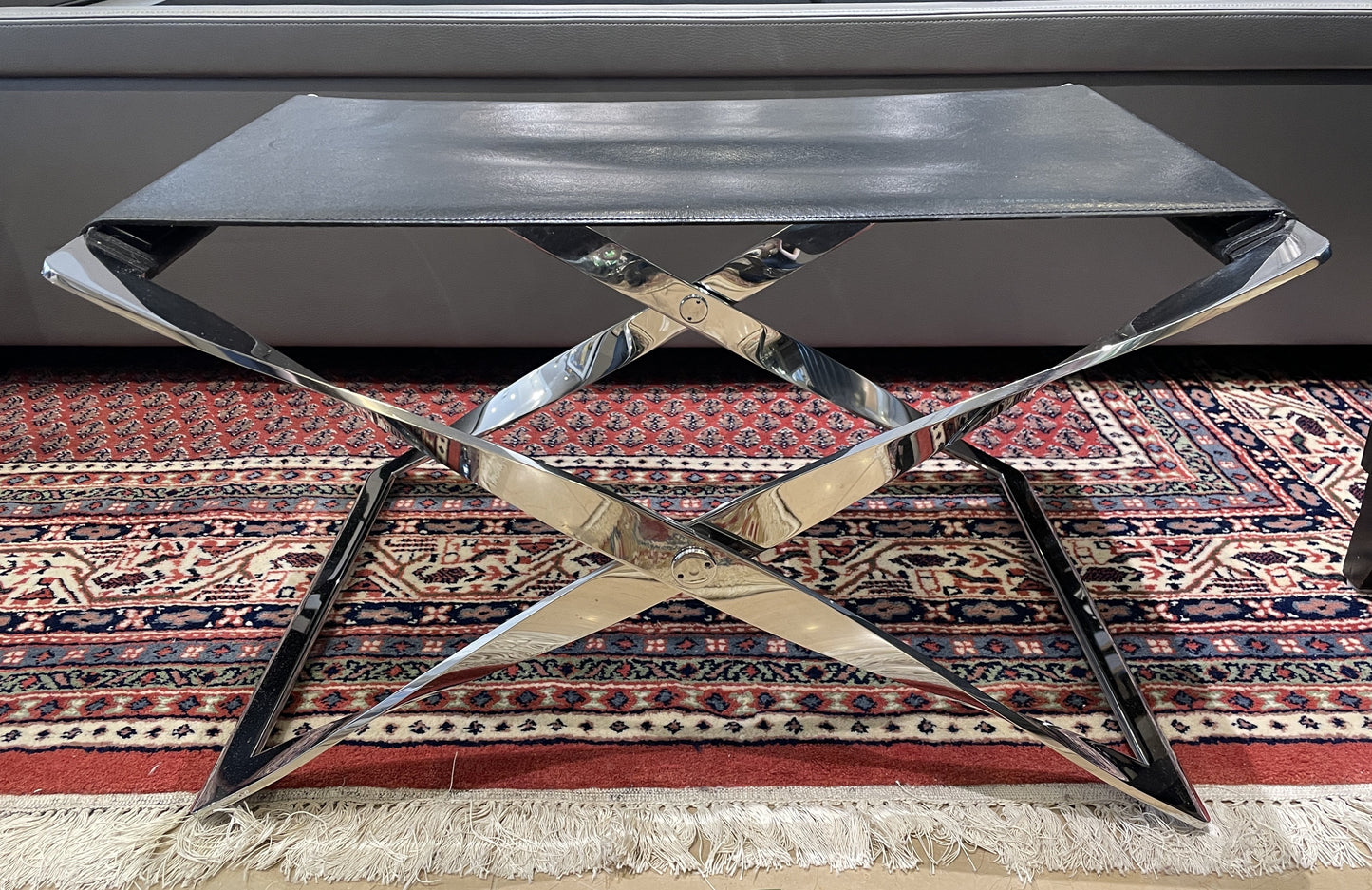 Chrome X-Base with Leather Sling seat attributed to Poul Kjærholm for Fritz Hansen, a pair (0LN00O)