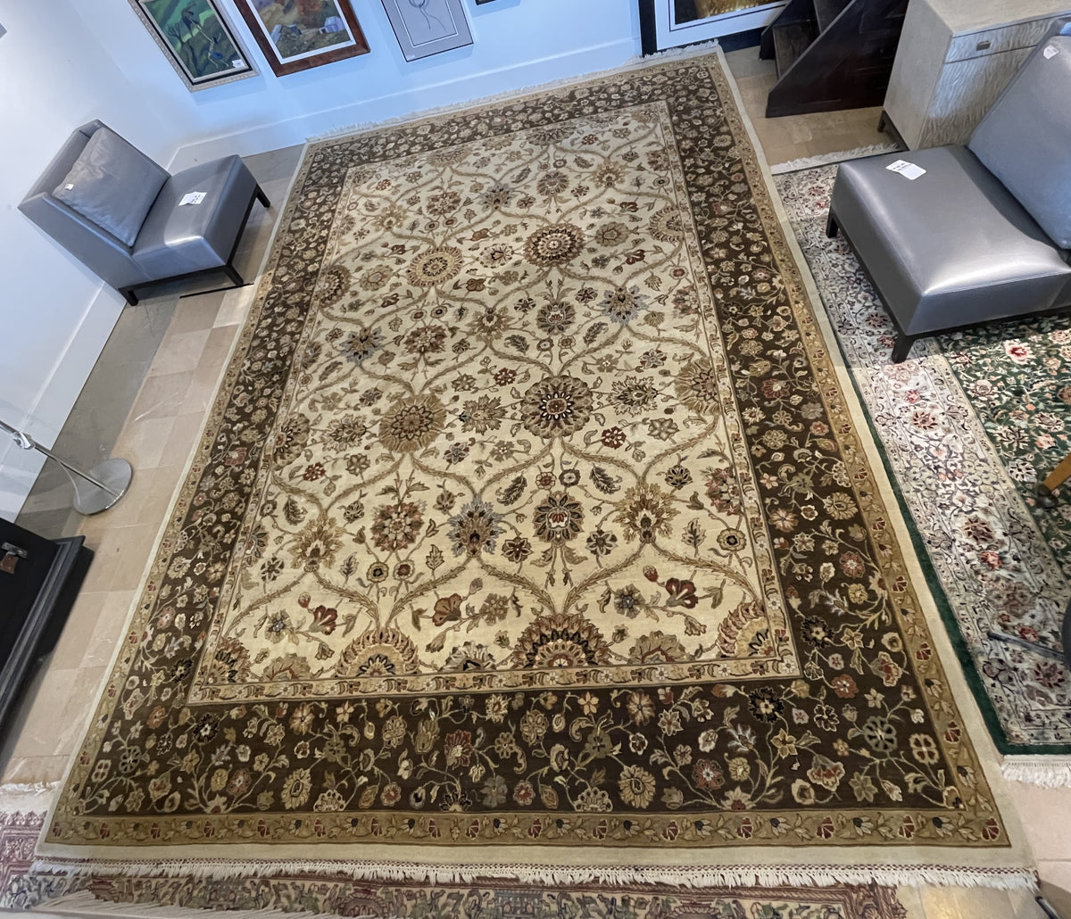 Hand Knotted Brown and Neutral Rug (10'x14') (0EQ002)