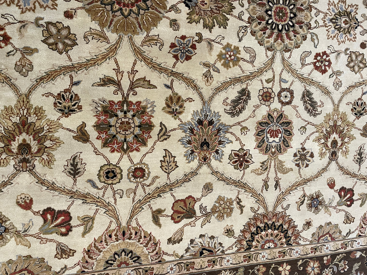 Hand Knotted Brown and Neutral Rug (10'x14') (0EQ002)