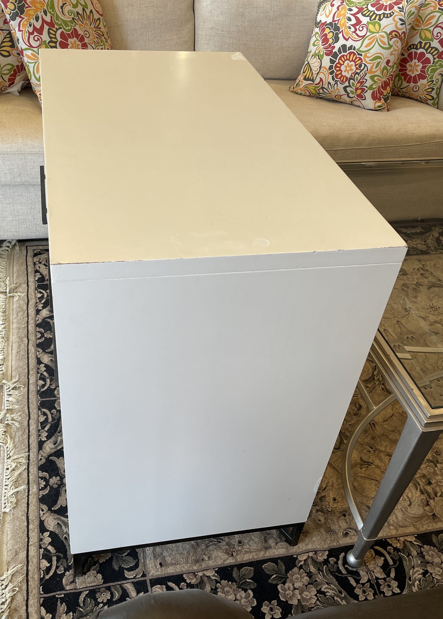 West Elm Faux Bone Front Three Drawer Nightstand, AS IS (0LG005)