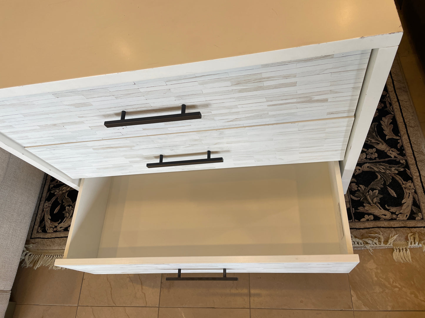 West Elm Faux Bone Front Three Drawer Nightstand, AS IS (0LG005)