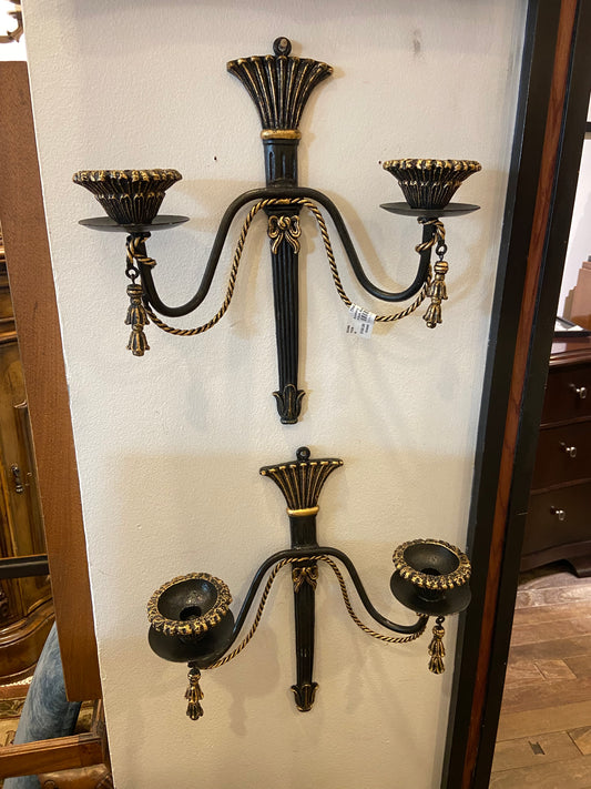 Pair of Black and Gold Sconces (25299)