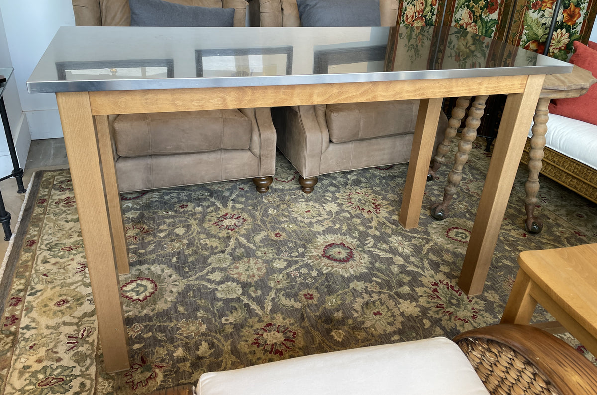 Pottery Barn Stainless Top Table (03N002)