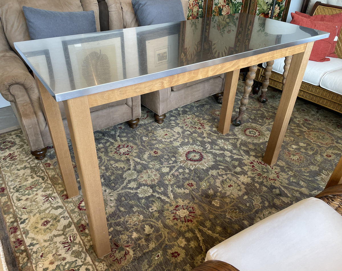 Pottery Barn Stainless Top Table (03N002)