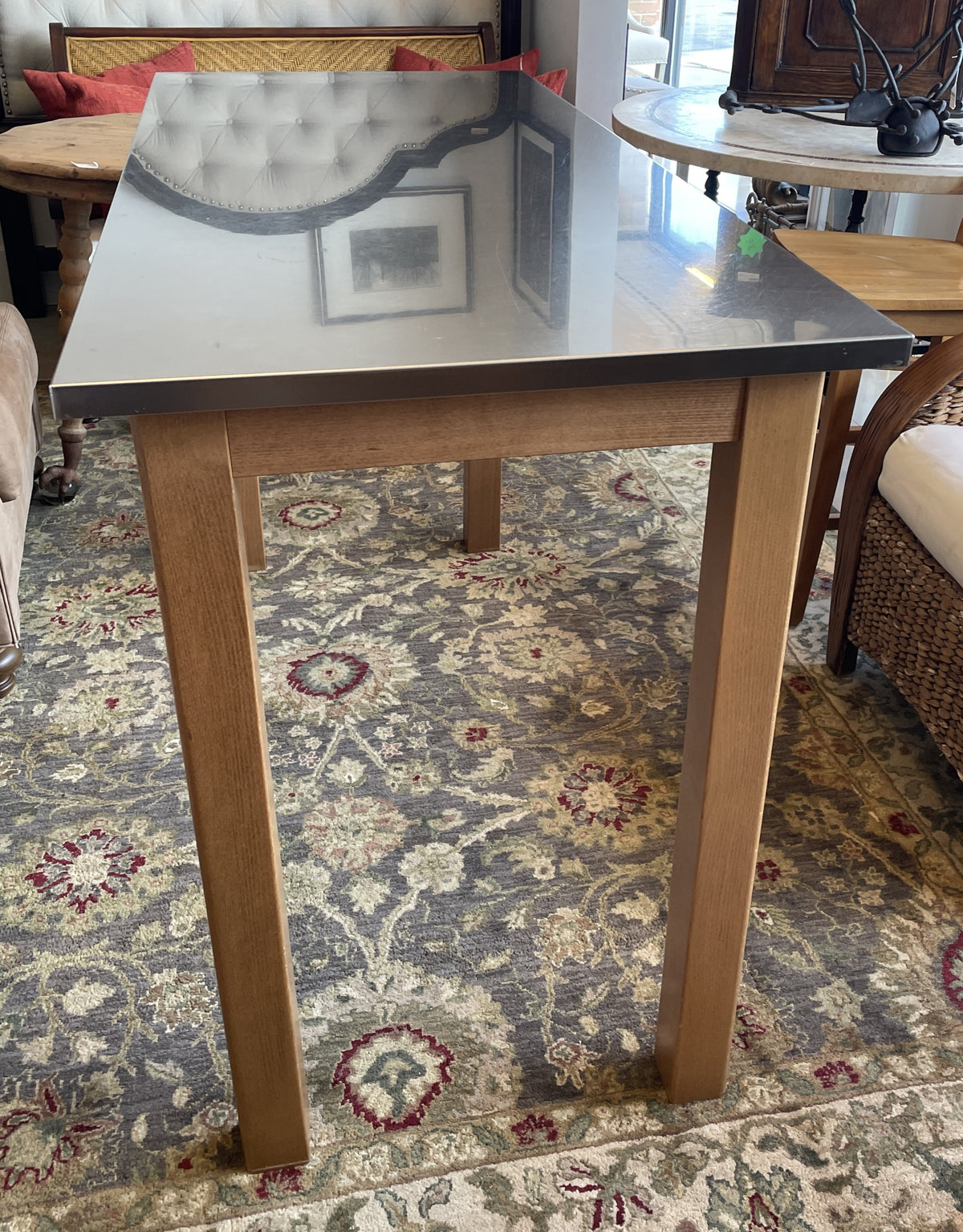 Pottery Barn Stainless Top Table (03N002)