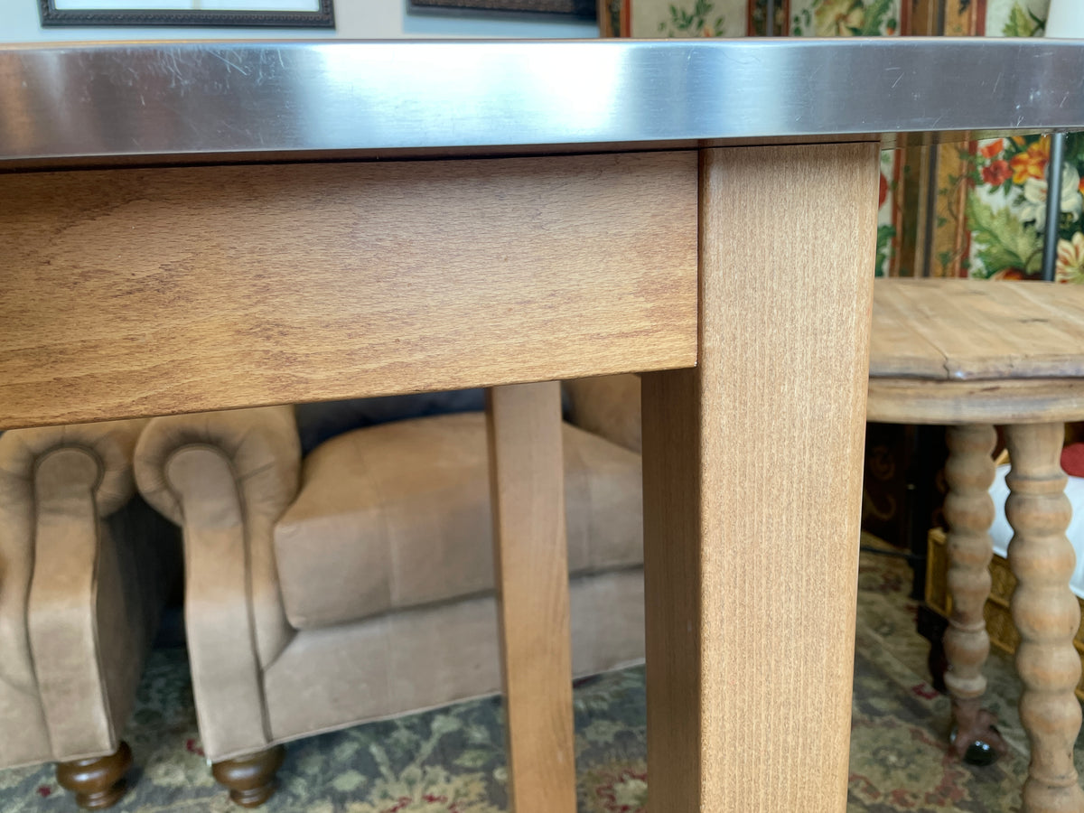 Pottery Barn Stainless Top Table (03N002)