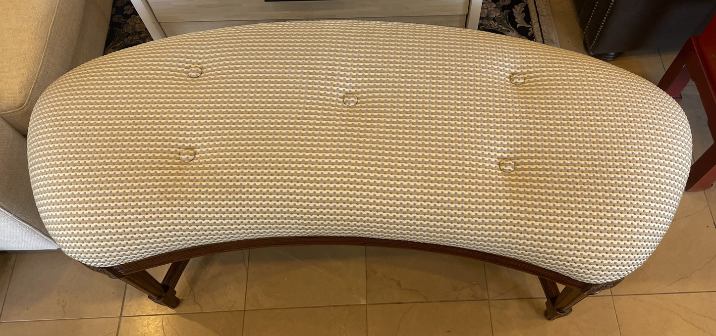 Tufted Kidney Shaped Bench, Reupholstered (0LP003)