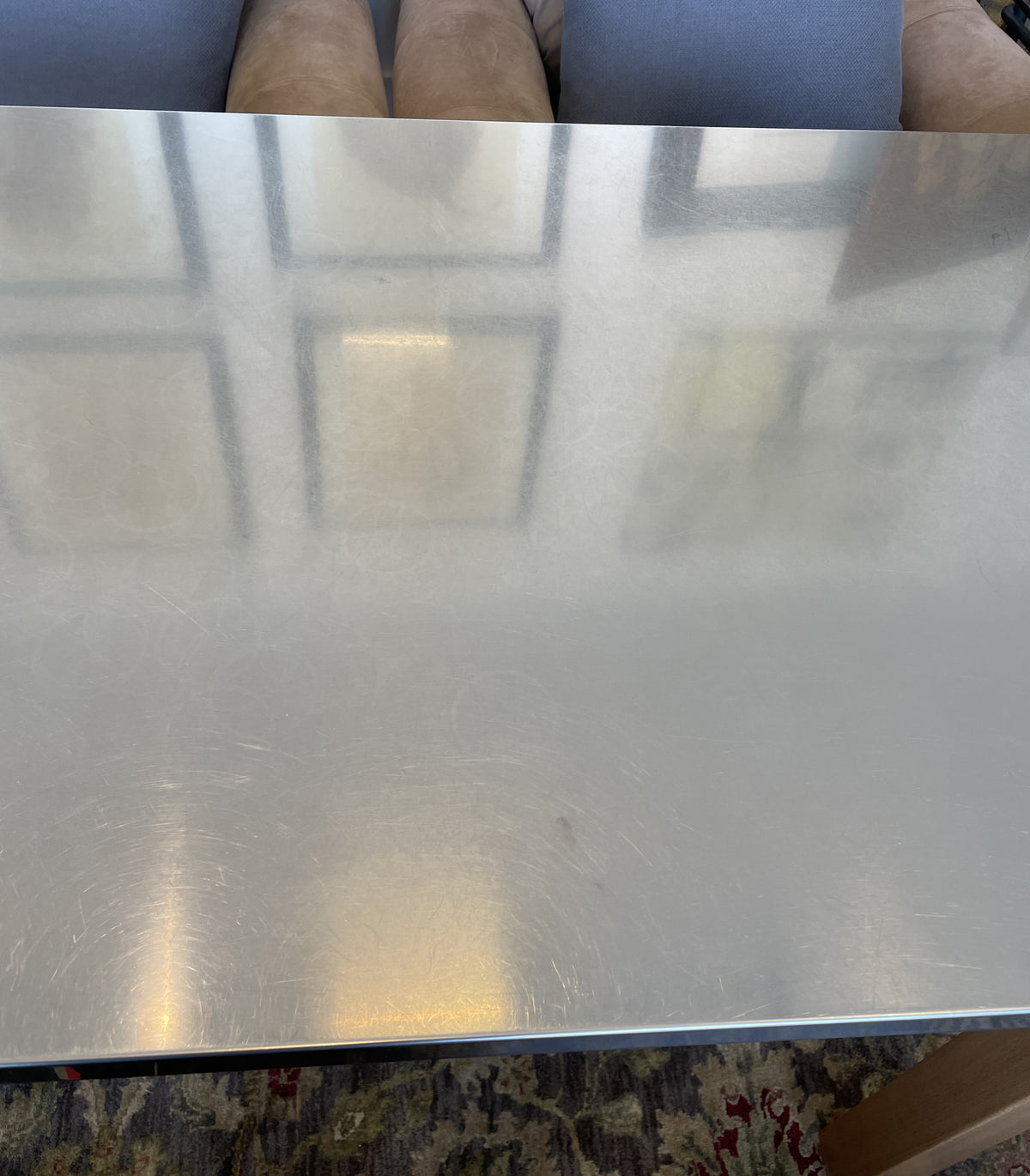Pottery Barn Stainless Top Table (03N002)