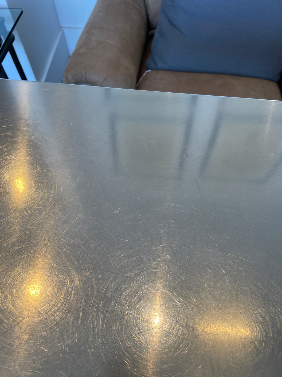 Pottery Barn Stainless Top Table (03N002)