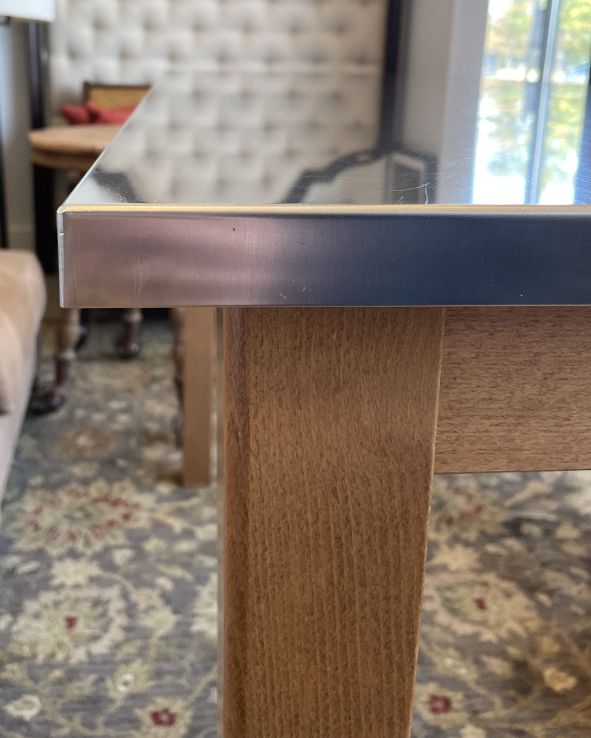 Pottery Barn Stainless Top Table (03N002)