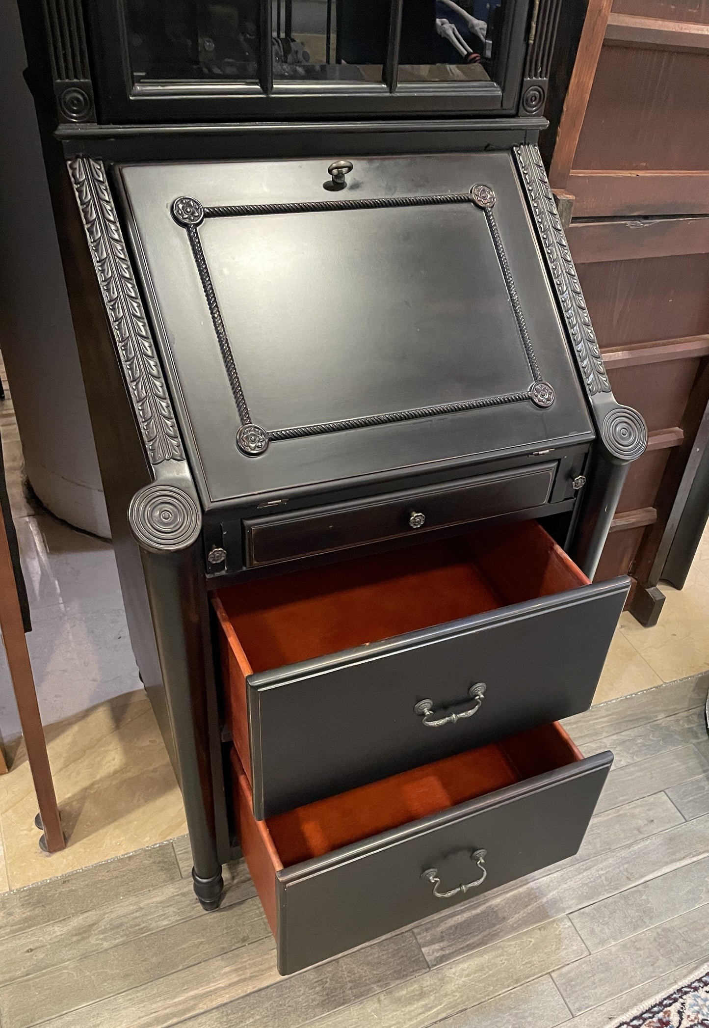 Four Hands Black Secretary Desk, AS IS (0HS006)