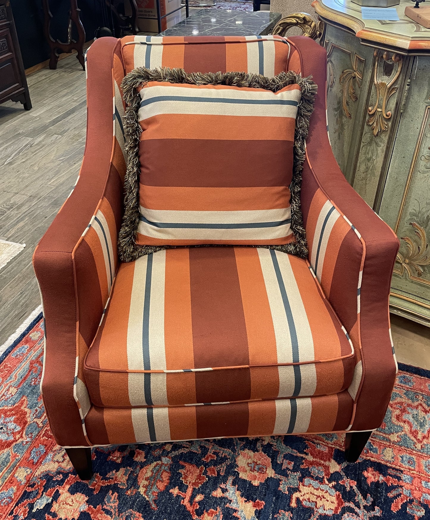Striped Channel Arm Lounge Chair (Two available 0LP006 and 0LP007)