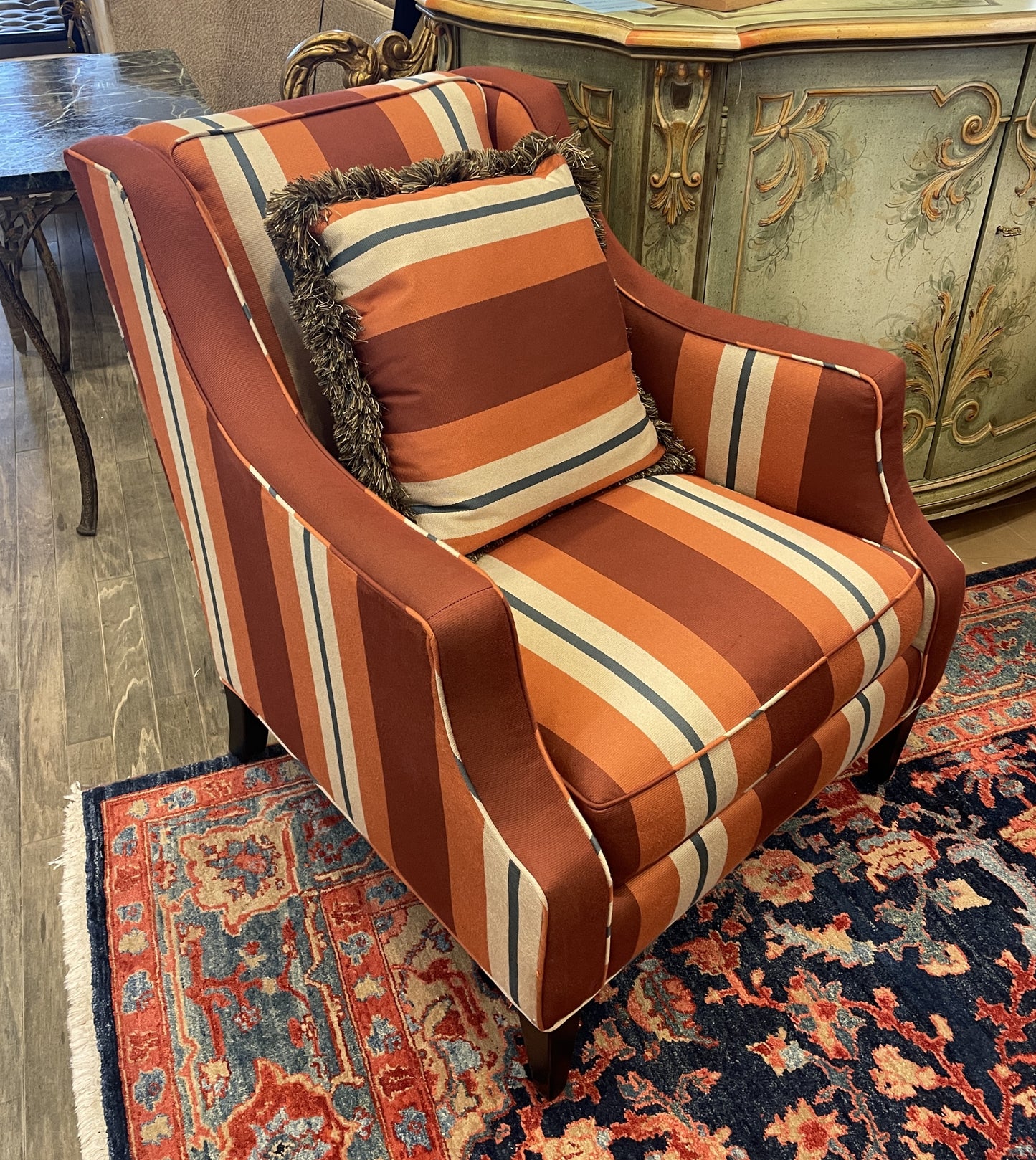Striped Channel Arm Lounge Chair (Two available 0LP006 and 0LP007)