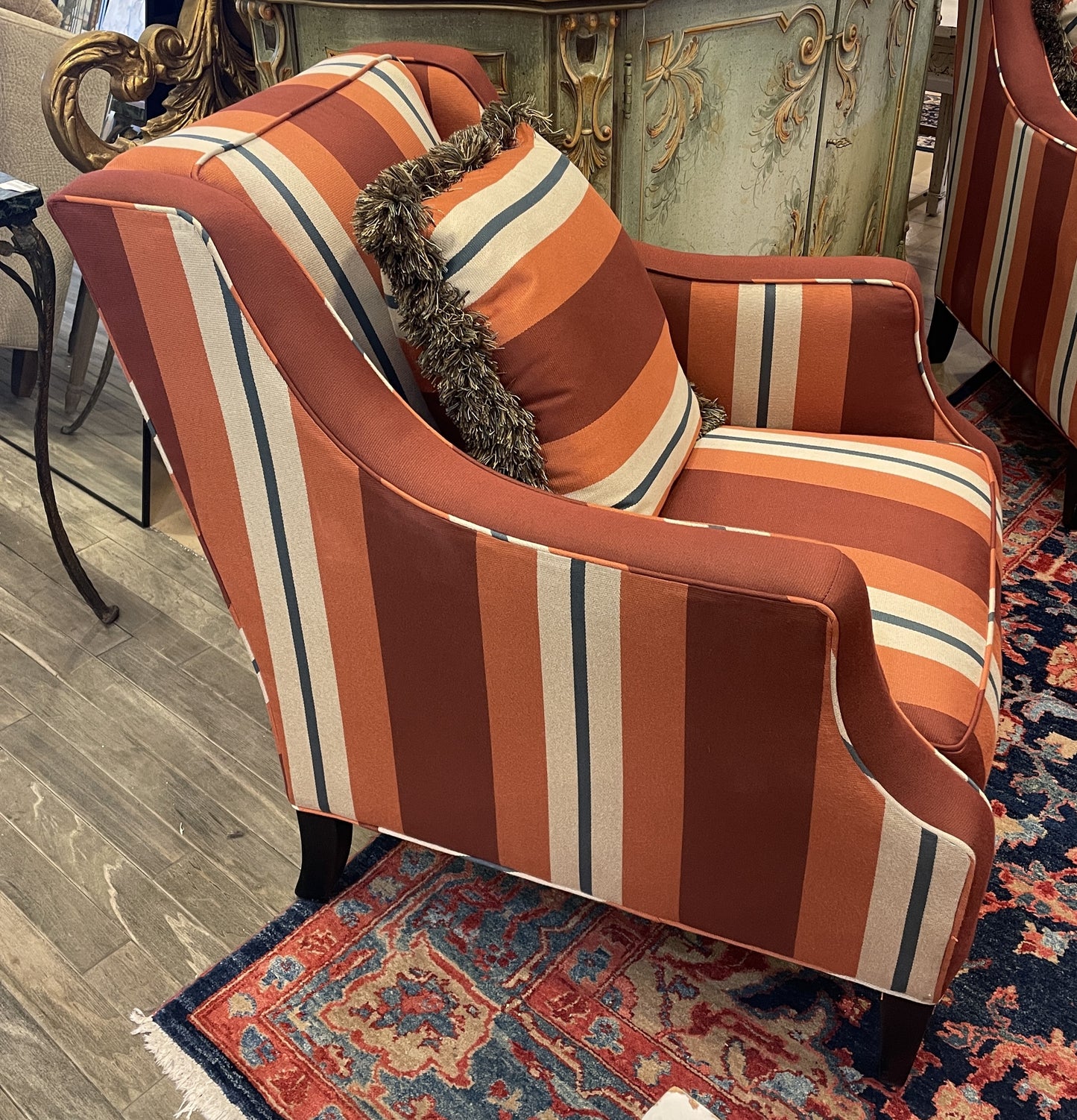 Striped Channel Arm Lounge Chair (Two available 0LP006 and 0LP007)