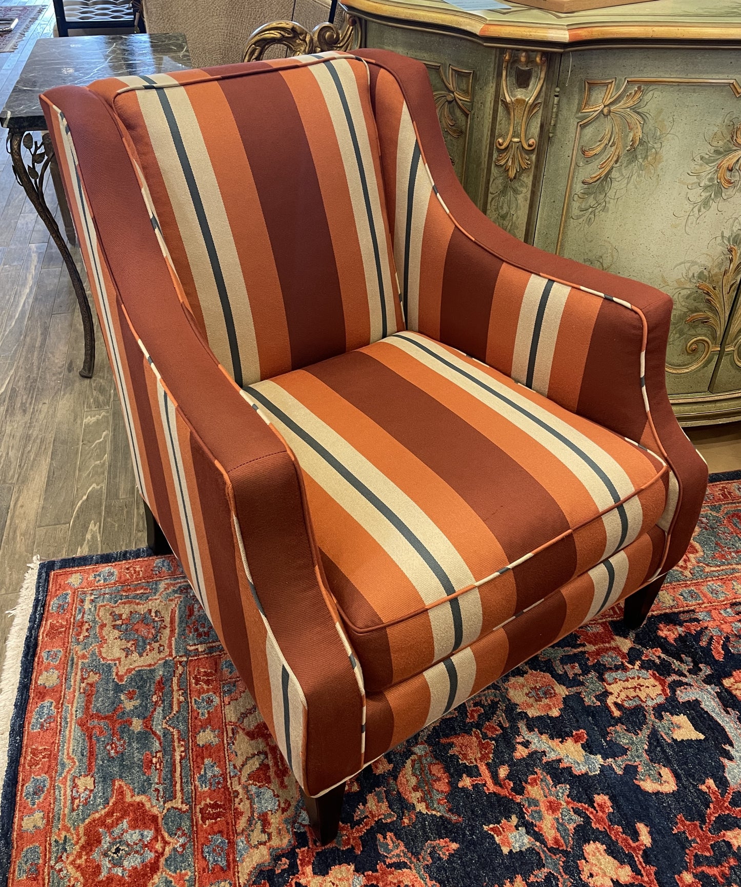 Striped Channel Arm Lounge Chair (Two available 0LP006 and 0LP007)