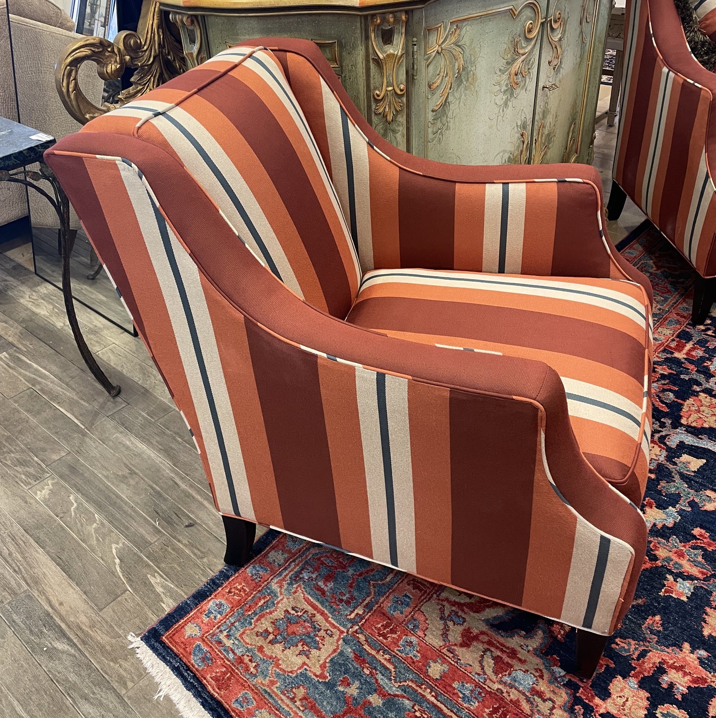 Striped Channel Arm Lounge Chair (Two available 0LP006 and 0LP007)