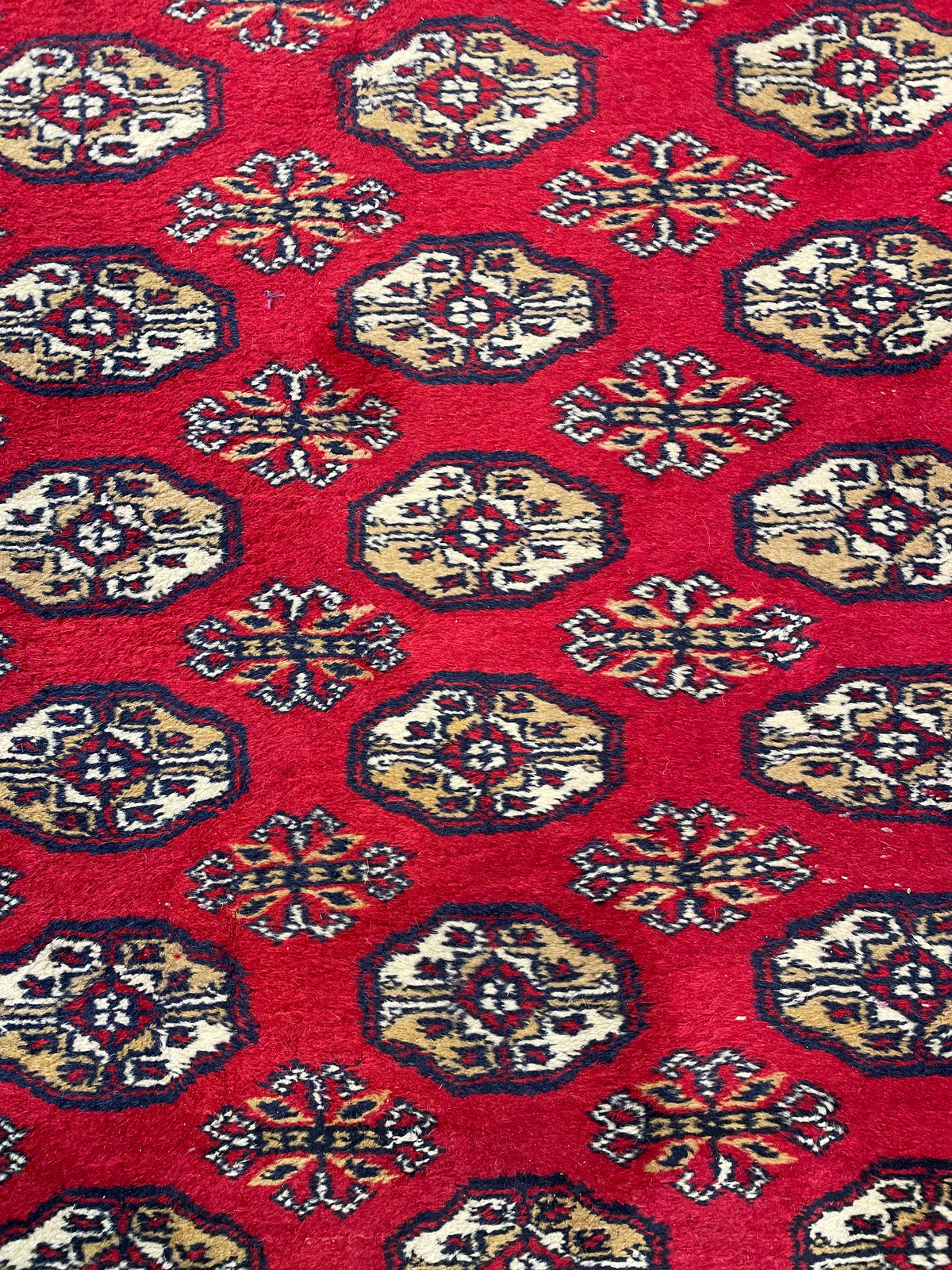 Hand Knotted Bokhara Runner in Red (11'3x3'1) (0PO002)