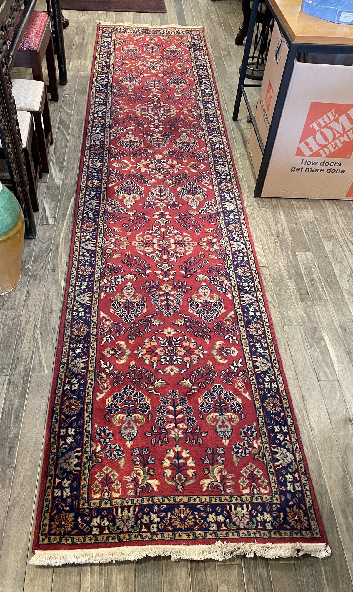 Hand Knotted Sarouk Runner (Approx. 12x2'7) (0PO003)