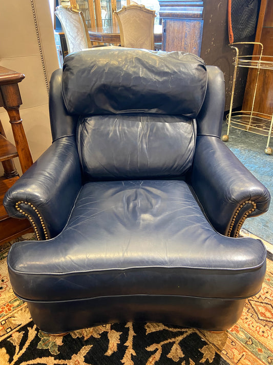 Plunkett Furniture Blue Leather Chair (25506)
