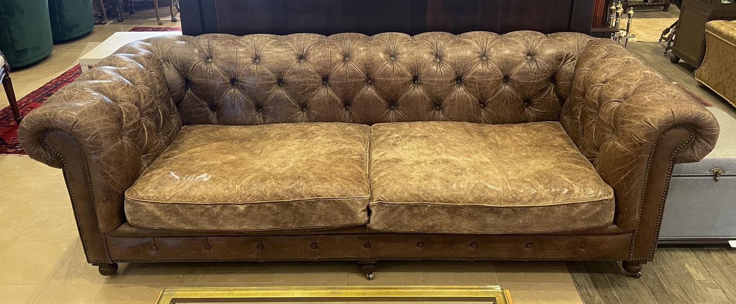 Restoration Hardware Kensington Chesterfield Leather Sofa (0L7023)