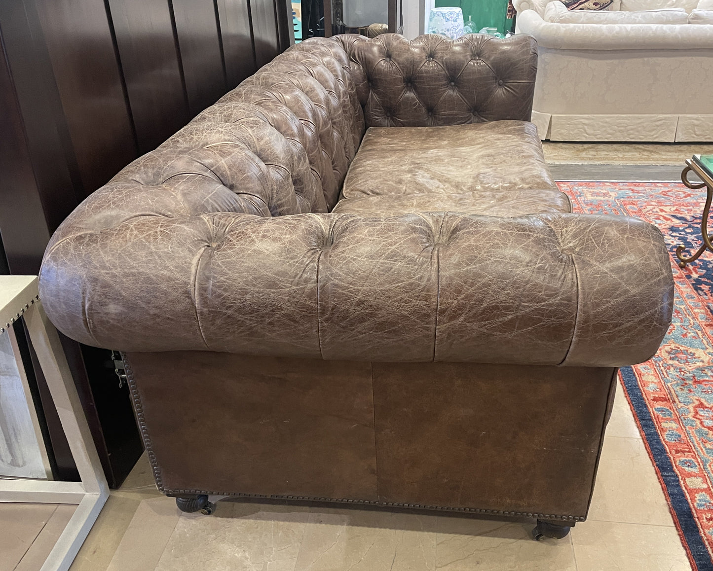 Restoration Hardware Kensington Chesterfield Leather Sofa (0L7023)