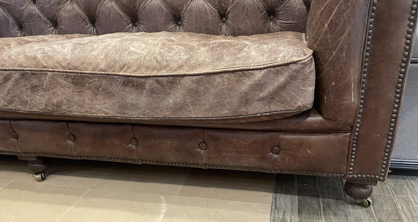 Restoration Hardware Kensington Chesterfield Leather Sofa (0L7023)