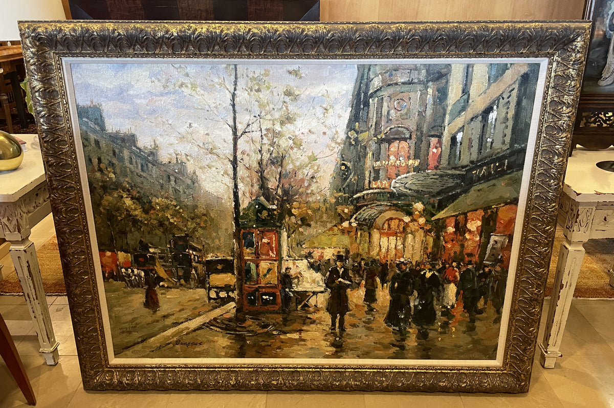 Cortes "Theatre du Vaudeville" Reproduction on Canvas, signed "Douglas" (0PQ00G)
