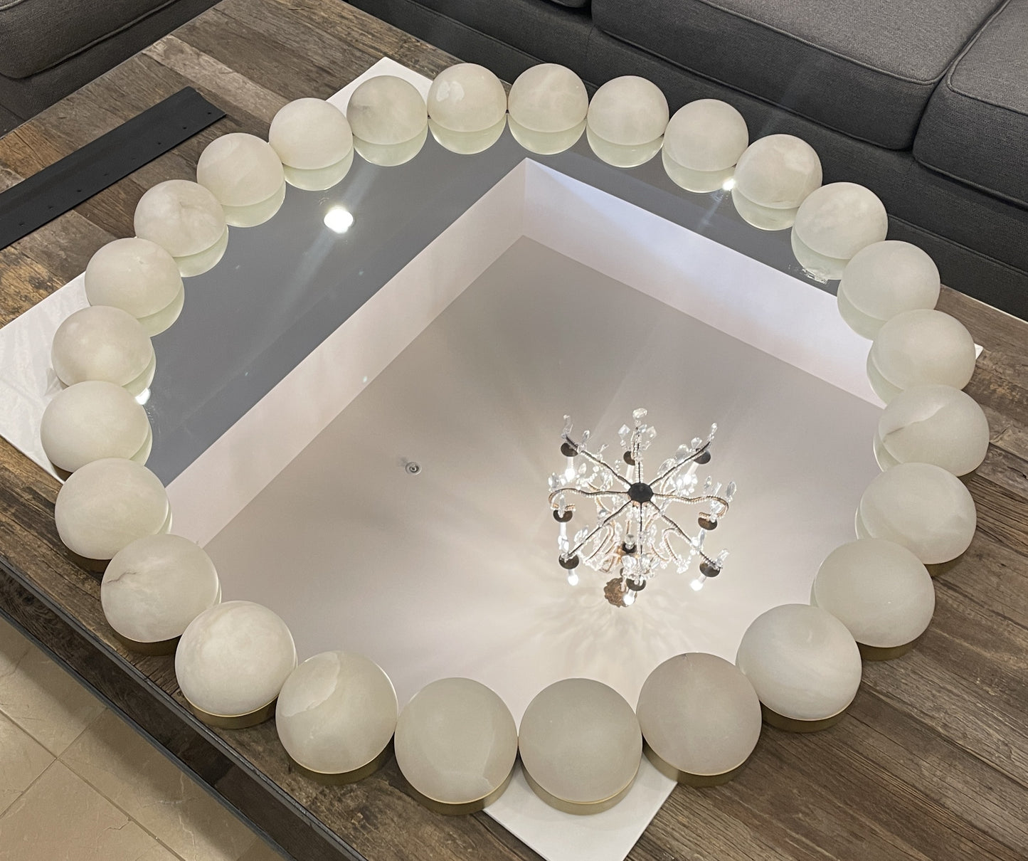 Baker Luxe Pearl Mirror with Alabaster Cabochons (0I9001)