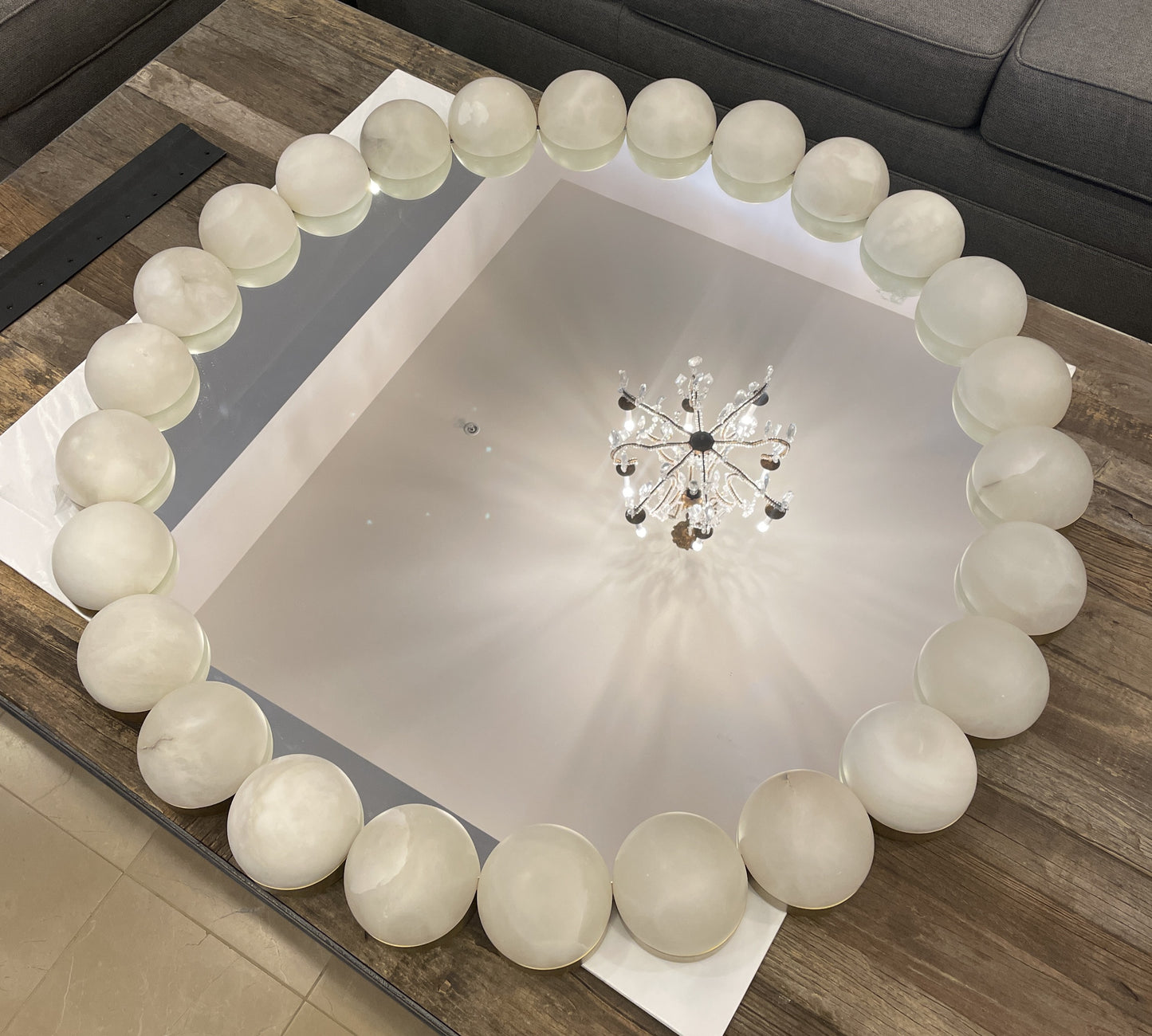 Baker Luxe Pearl Mirror with Alabaster Cabochons (0I9001)