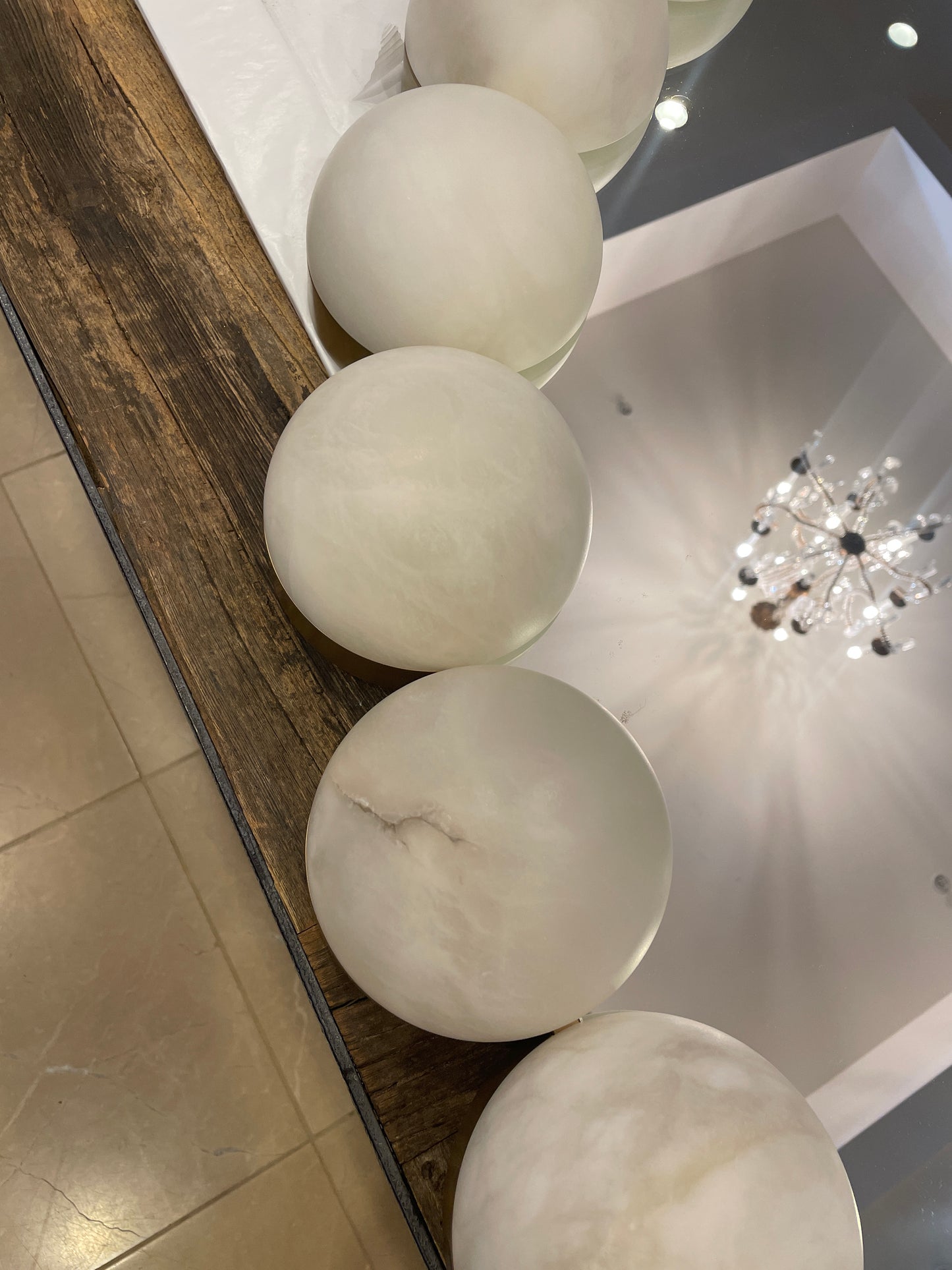 Baker Luxe Pearl Mirror with Alabaster Cabochons (0I9001)