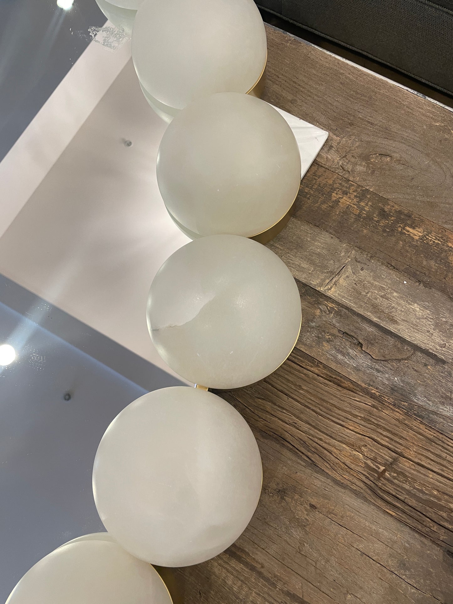 Baker Luxe Pearl Mirror with Alabaster Cabochons (0I9001)