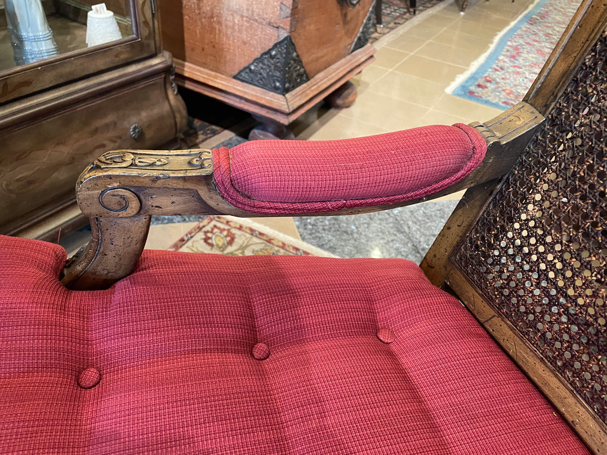 French Bergère Chairs with Crimson Cushions, a pair (0MJ00I)
